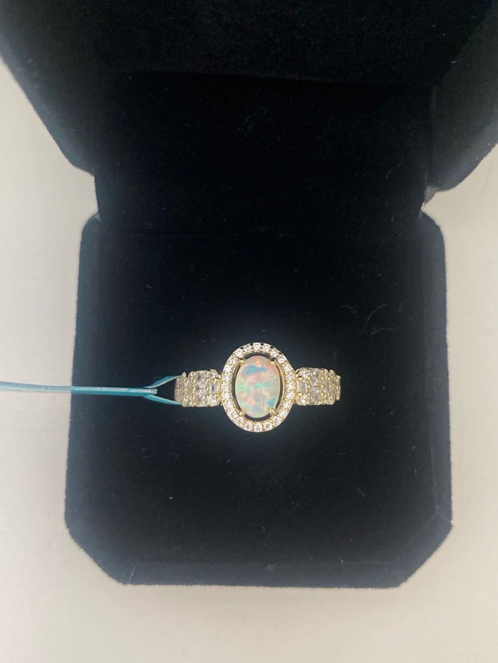 Opal Halo Gold Over Silver Ring